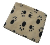 View Item Pet Fleece Blanket Paw Prints Design (Black/Cream)